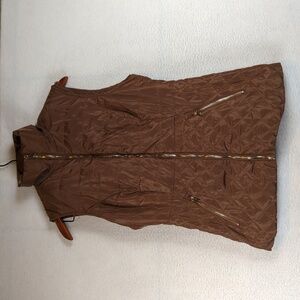 Scandalicious Womens Metallic Brown Quilted Faux Fur Size S Vest‎
